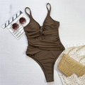 Tan girl Cross Bandage one piece swimsuit